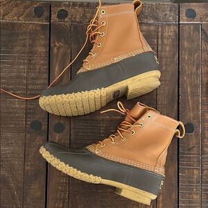 Classic LL Bean Duck Boot Womens Sz 9 Tan Leather Waterproof Made in Maine USA